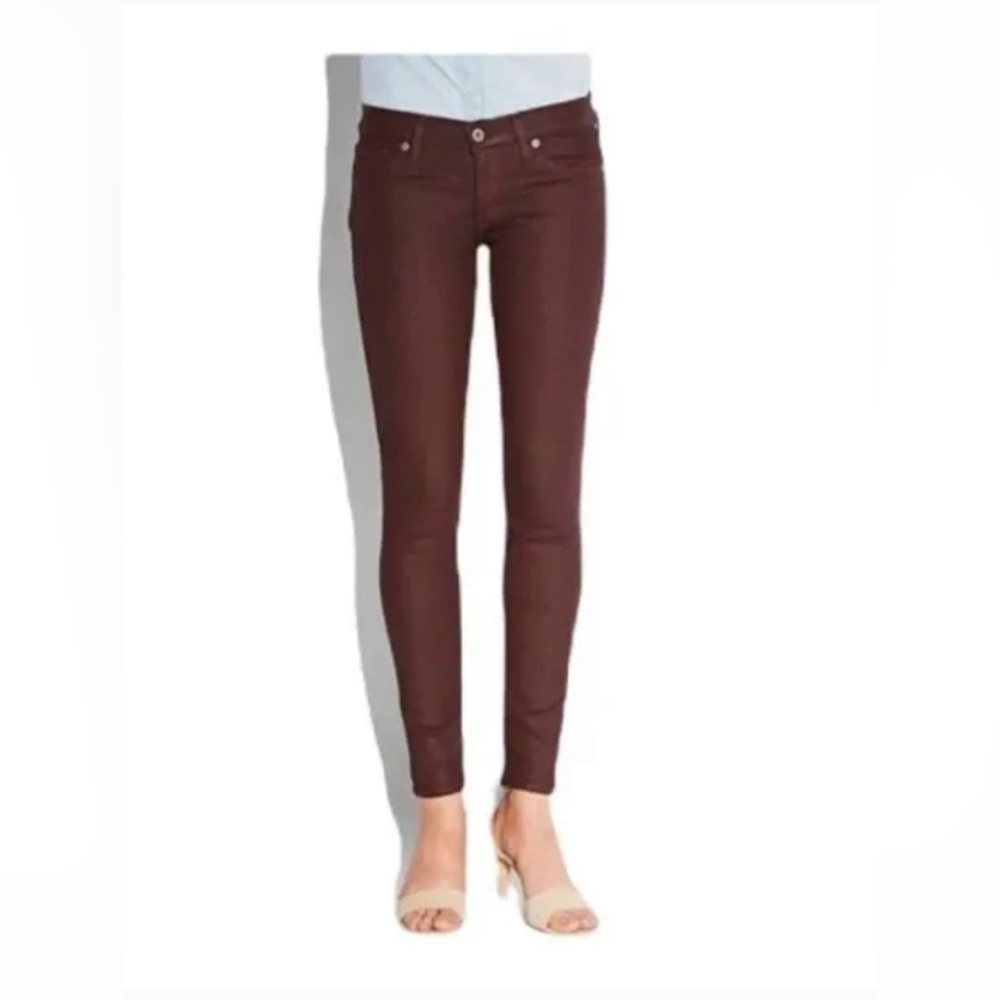 Lucky Brand Burgundy Charlie Skinny Coated Jeans Size 6